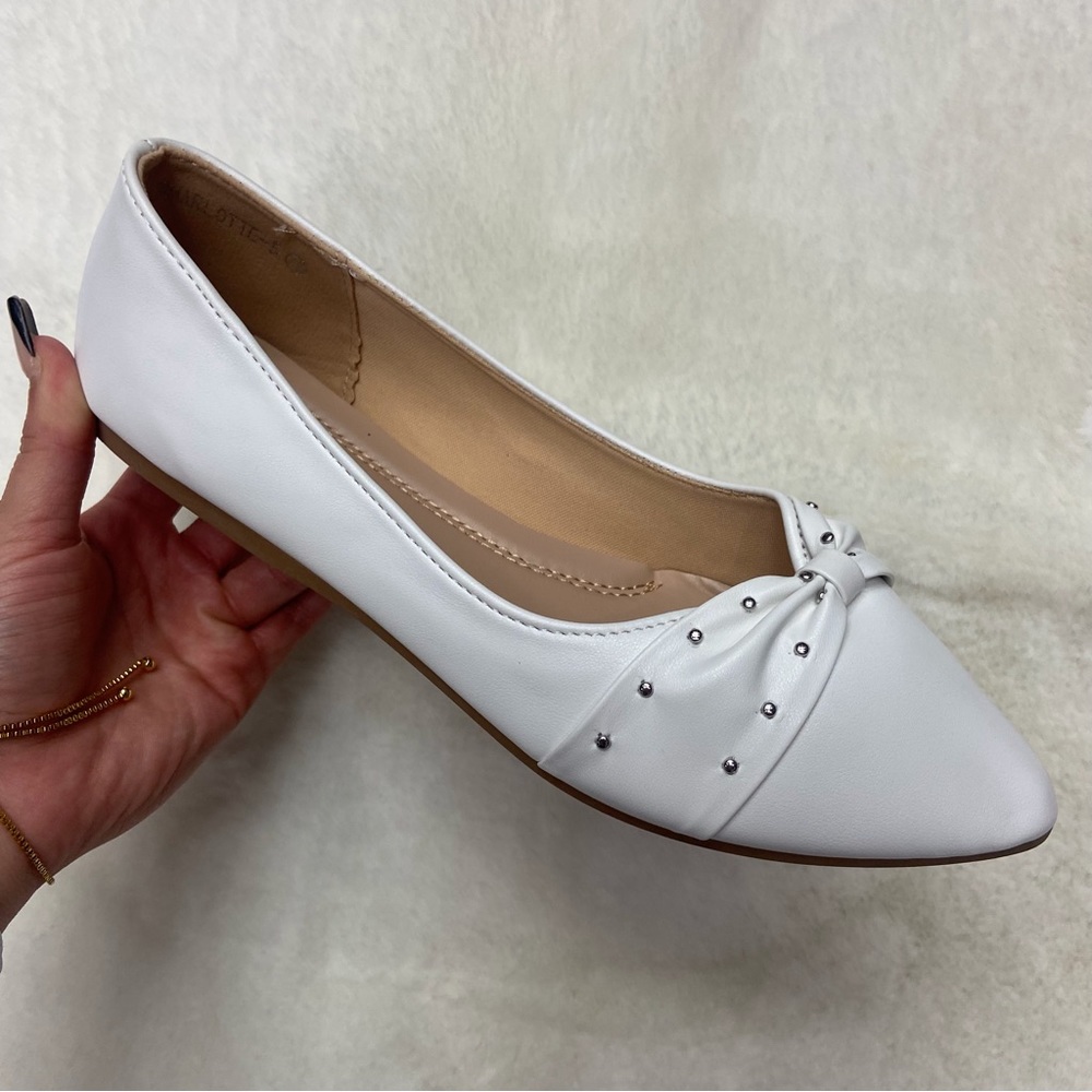 White Pointy Flats